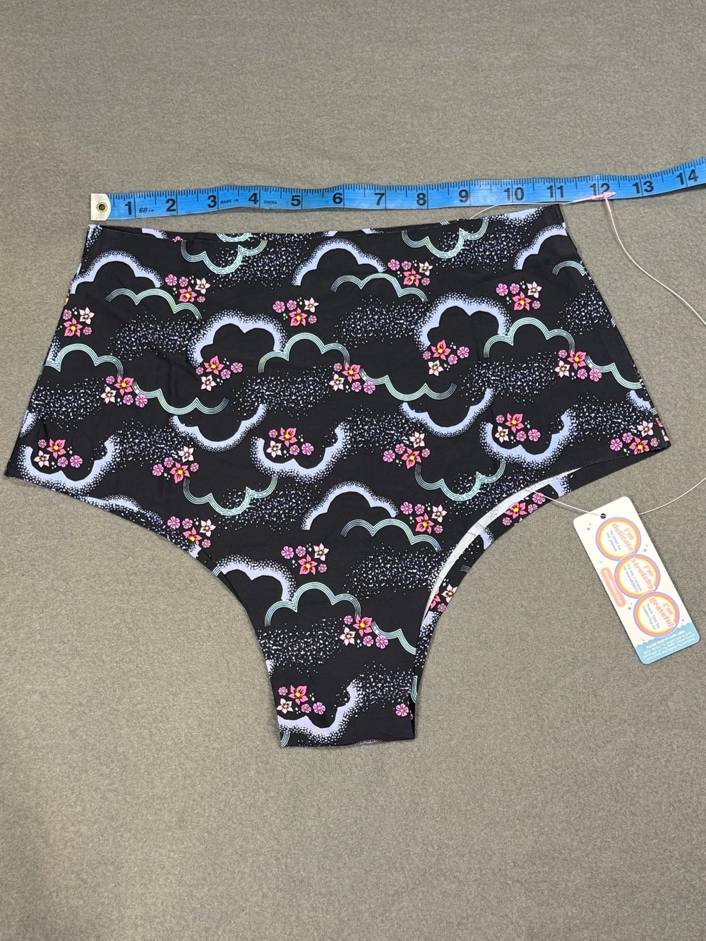 Cheek Boss High-Waist Women's Panty Briefs - Black Floral Cloud Print